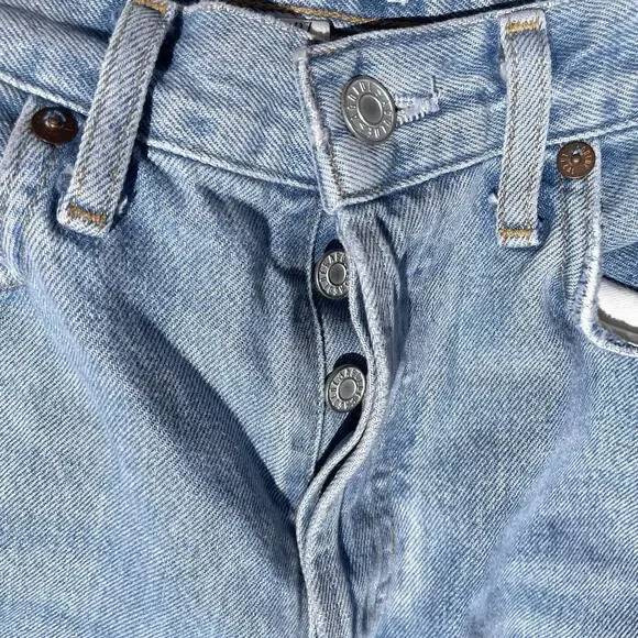 Agolde Riley Straight Leg Button Fly Jeans Womens 27 Blue Light Wash Organic - Picture 3 of 8